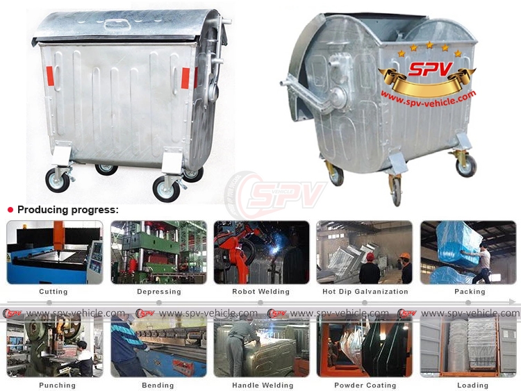 1100L Galvanized Dustbin - 3